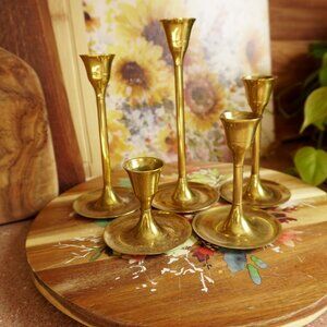 Gold Plated Candle Holders Set of 5